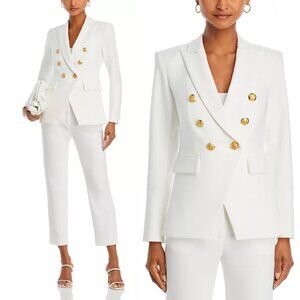 NWT Veronica Beard Miller Dickey Blazer Jacket In White Double Breasted